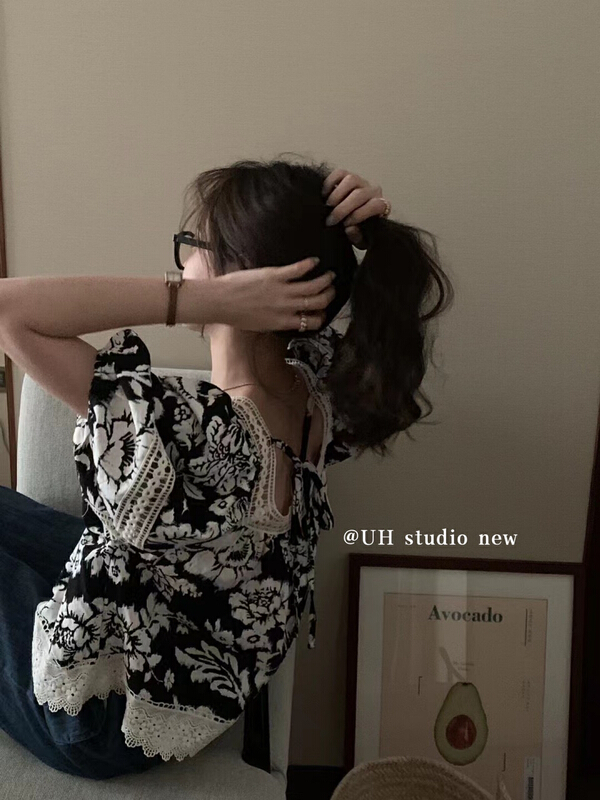 [uh] fashion floral pullover shirt 7852\hjy