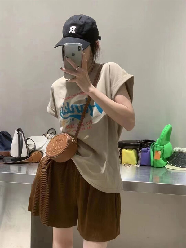 [muzijia] casual round neck letter short sleeve T-shirt 66988\xyy