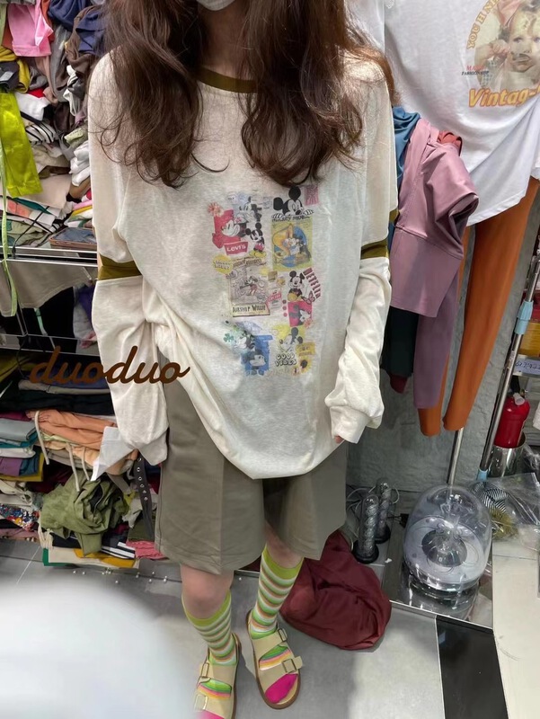 [w+] cartoon printed long sleeve T-shirt 5133\wtt