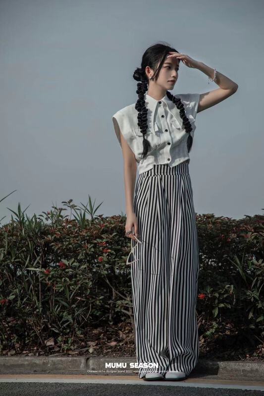 [Mumu season] striped loose fit casual pants 2509\zxl