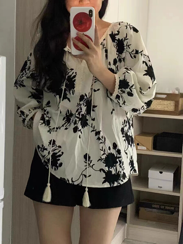 Live broadcast 79! [the nice] Korean round neck bandage pullover shirt a9302\hjy
