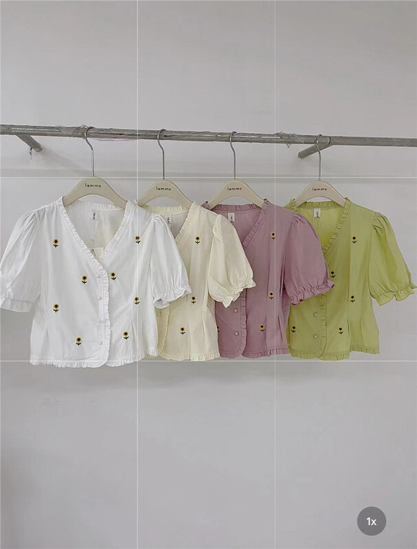 [Lemmy] foreign style Flower Embroidered fungus edge shirt 8769\hbx