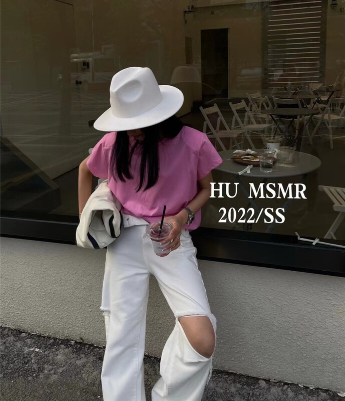 [Hu] fashion simple shoulder pad high street short sleeve T-shirt 6980\ozq