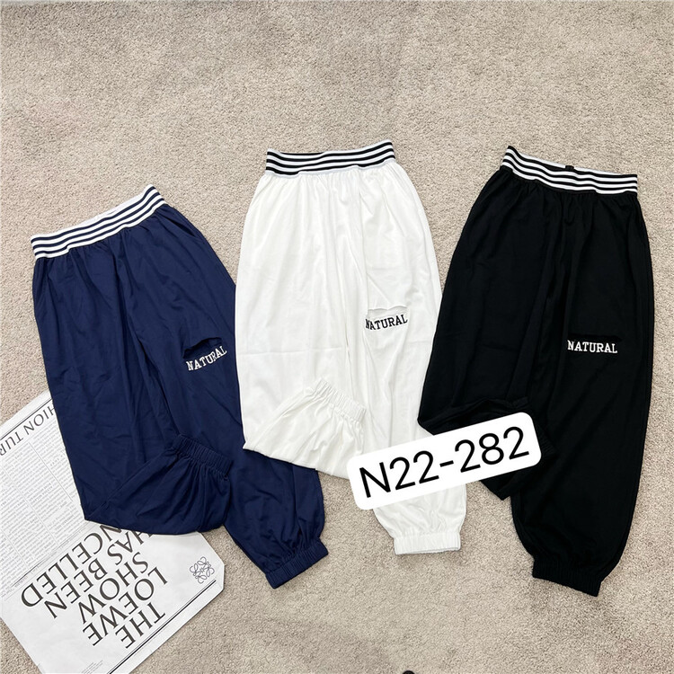 [N9] elastic elastic waist letter holes casual pants 282\lsl