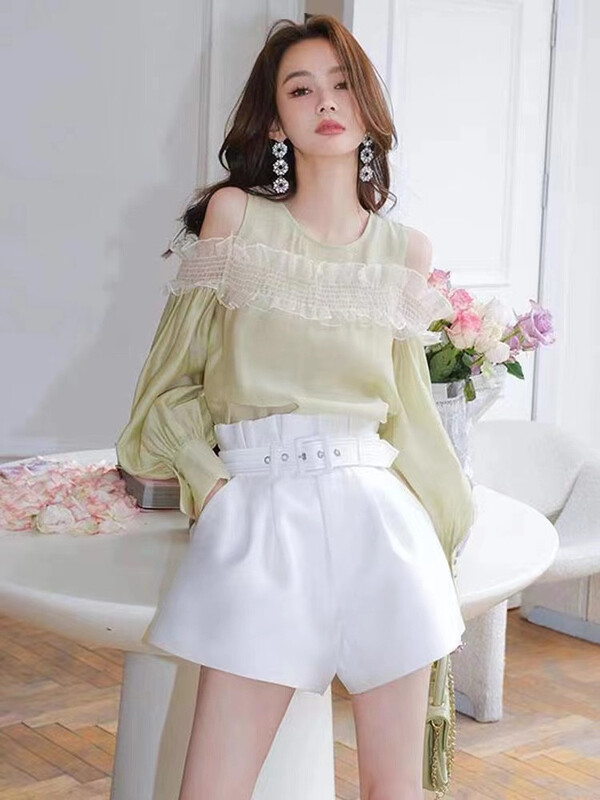 [Yashili] Satin comfortable simple solid color casual pants (with belt) 8025\pcz