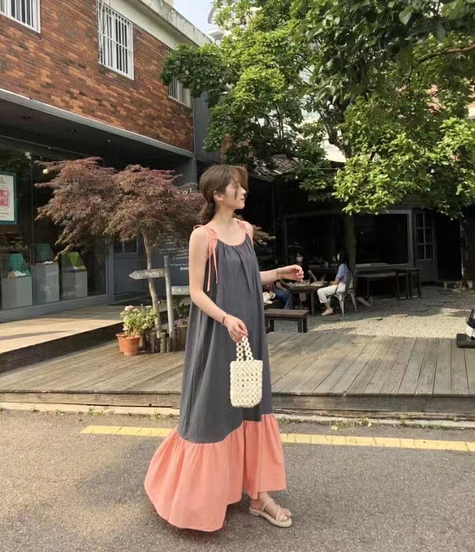 [31 fashion] Korean splicing Sling Dress 17016\hjy