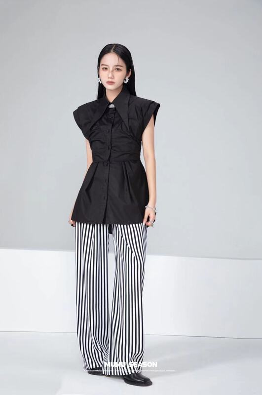 [Mumu session] shoulder pad and waistband design shirt 6501\zxl