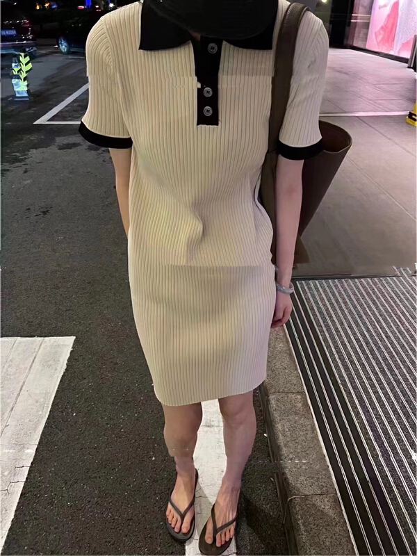 [lidada] aging contrast Casual Short Sleeve Dress 2762\hbx