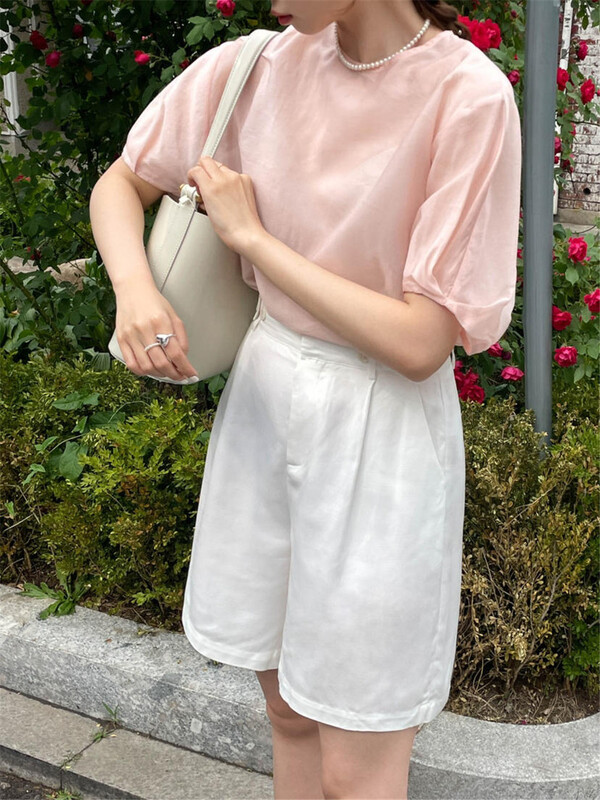 [acme ground] Korean style copper ammonia silk simple and fashionable western style small shirt 1693\cls