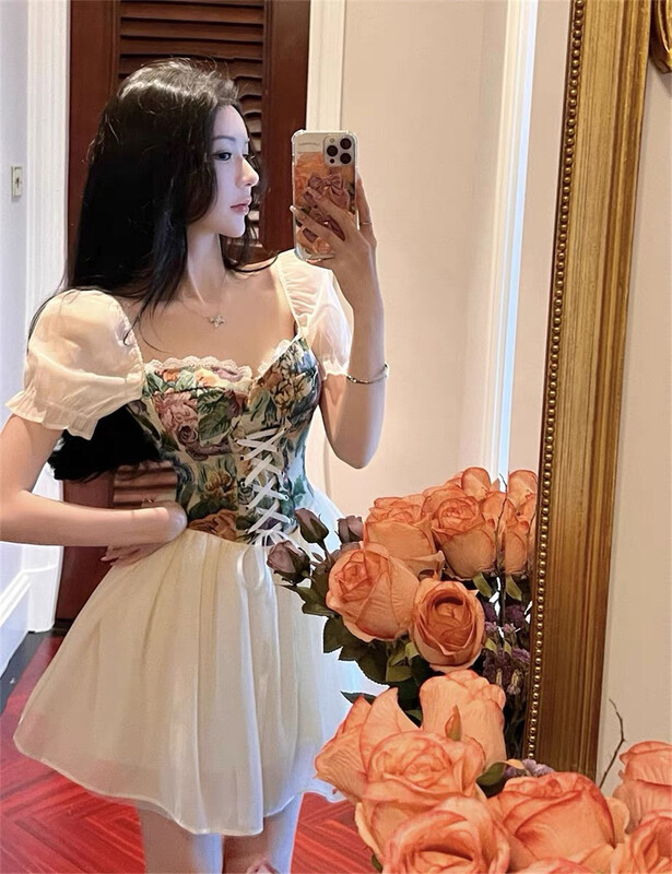 [huazi] little woman floral bandage short dress 909\jj
