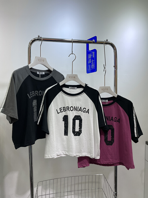 [9319] letter printed loose short sleeve T-shirt 615\l