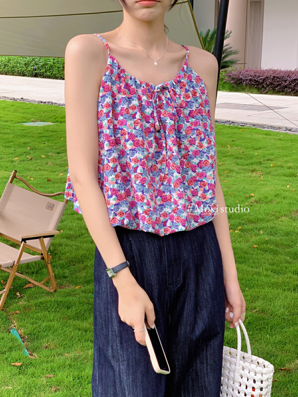 [Moxi] Korean versatile slim floral vest / sling 56567\xj