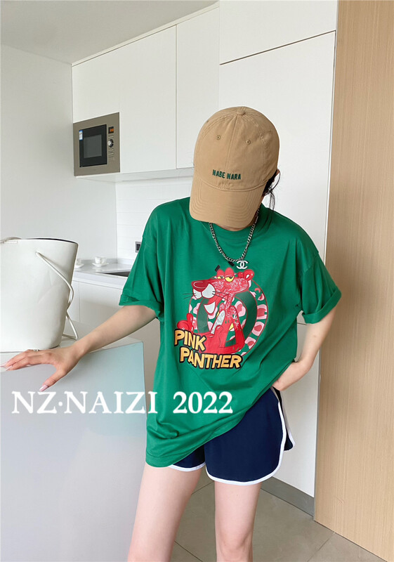 [Naizi] Korean print Pullover short sleeve T-shirt 8120\ozq