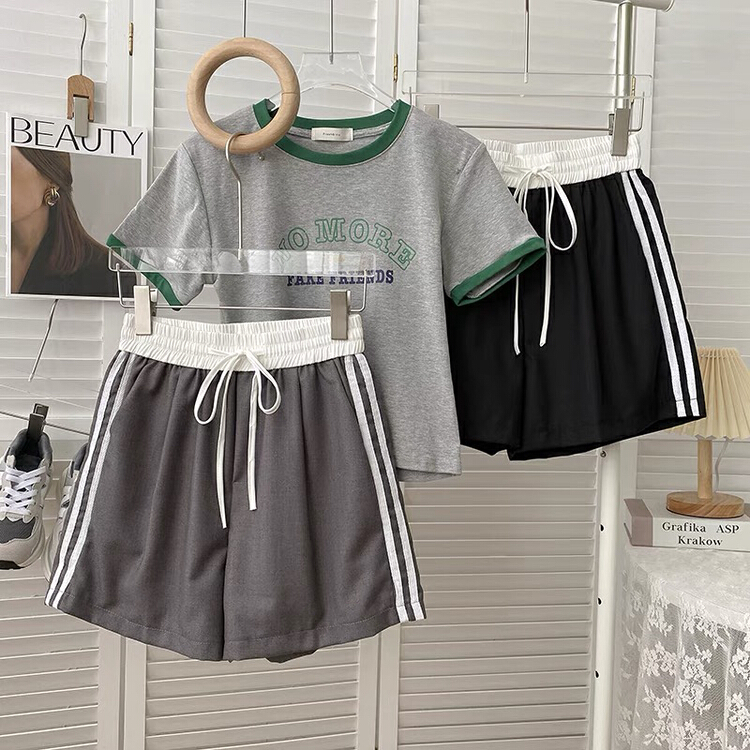 [Gangan] personalized color blocking elastic waist tie casual shorts 2293\\cl