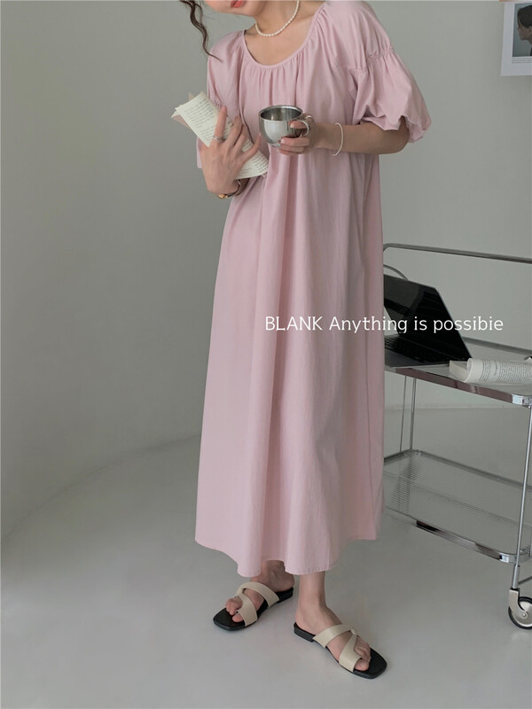 [blank] fresh and simple bubble sleeve loose dress dress 512555 "WPL