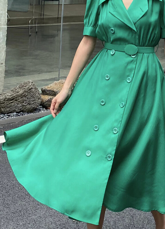 [GL] double breasted French simple dress (with belt) c5012\jj
