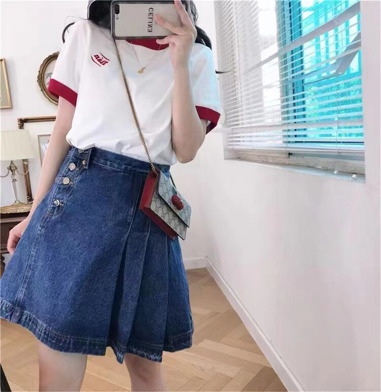 [o not 1] high waist pleated denim skirt w979\lsw