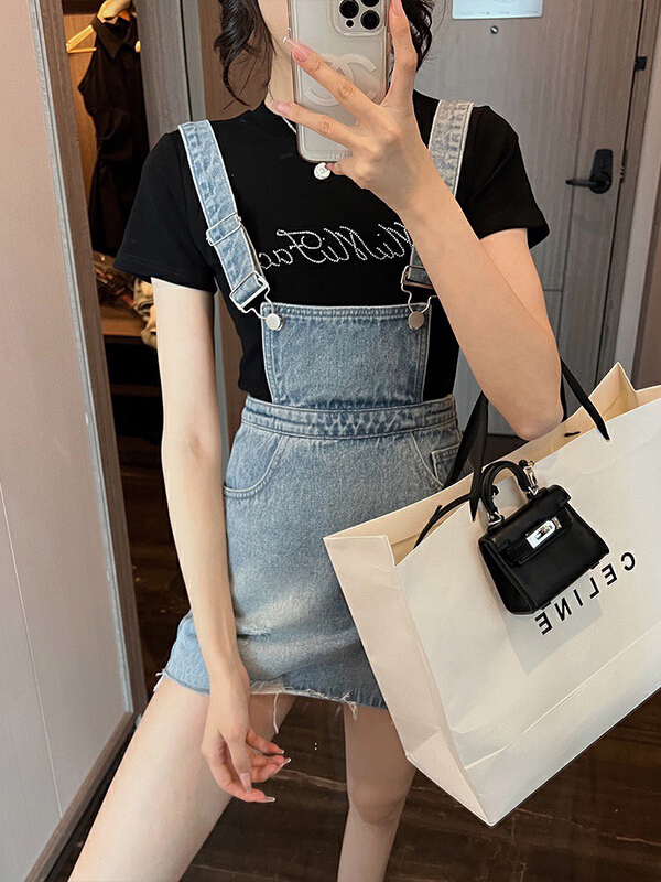 [x · h studio] blue denim fashion design sense of age reduction minority dress 6197\ozq