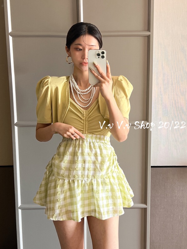 [v.v] Korean Plaid slim skirt 7276\zxx