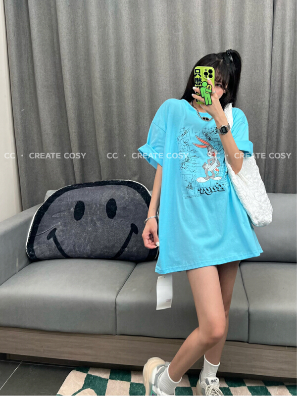 [CC] Bugs Bunny embroidered letter printed short sleeve T-shirt ys1-8214\xyy