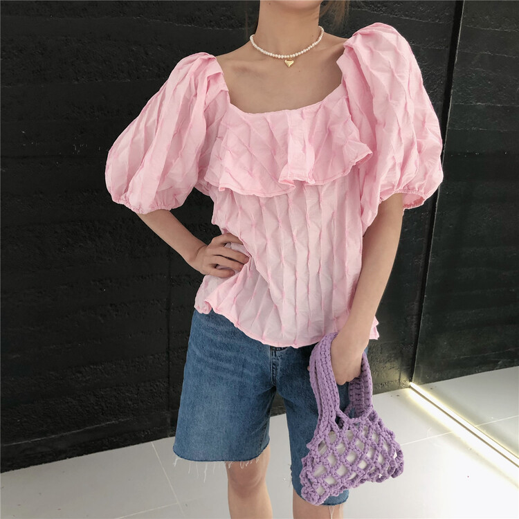 [rich rich] fresh bubble sleeve Square Neck Shirt 2556 \hyy