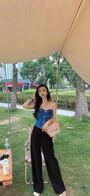 [Muxi] pure desire Spice Girl Cowboy Strapless vest / suspender (only selling vest) 6019\wpl