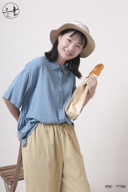 [original three element clothes] simple temperament retro commuter shirt shirt 77766