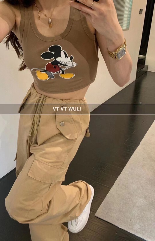 [E.S] Mickey print short vest / sling 2253\lsw