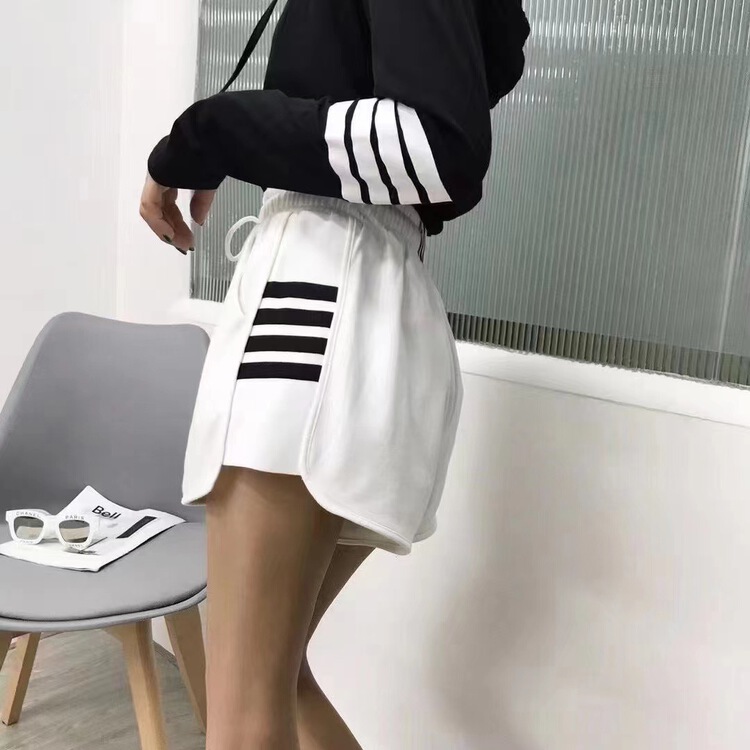 [wht] drawstring elastic waist color blocked casual shorts ys3-6017\wtt