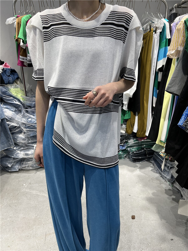 [d+] stripe simple fashion short sleeve T-shirt 22162\lwy