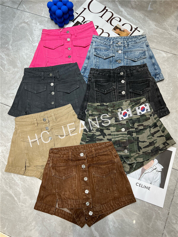 [Han Xier] simple and slim design breasted skirt pants a019\hbx