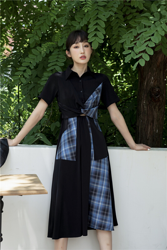In early summer! [AC] sweet cool blue black irregular Spice Girl Dress 6797\jj