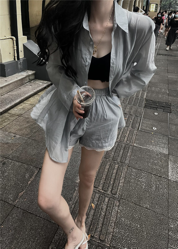[web sensing] loose and versatile shirt + casual shorts suit (only suit) a1015\ozq