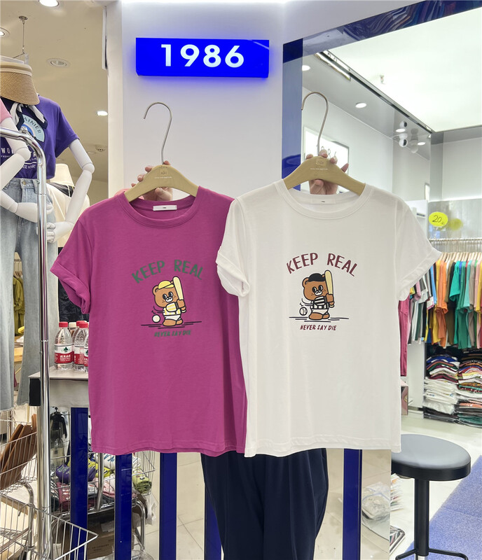 [1986] cute bear print Casual Short Sleeve T-shirt f3701\lsl