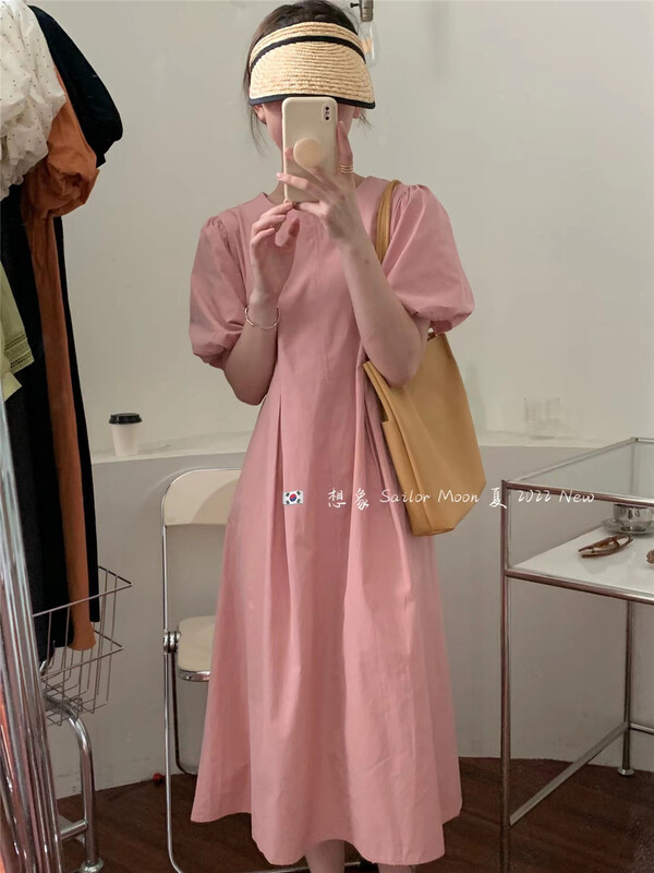 [imagine sailormoon] little woman round neck solid dress 88172\xyy