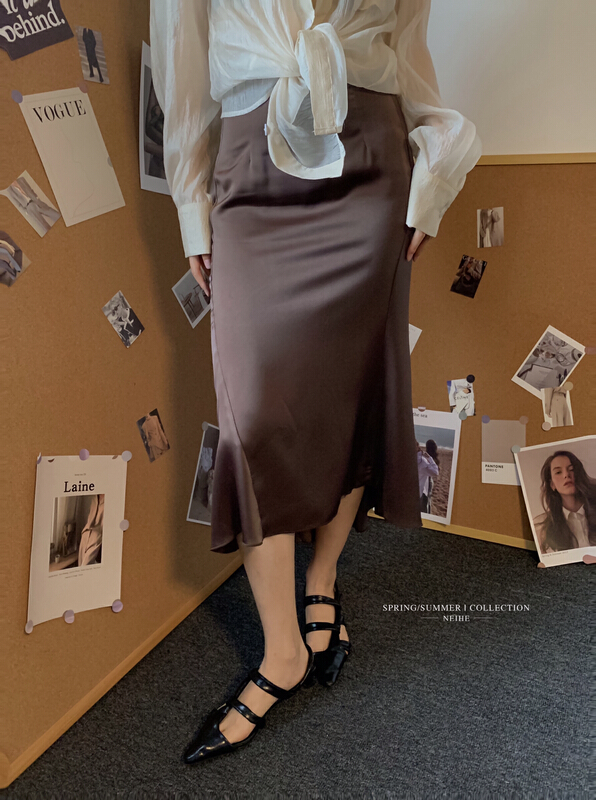 [neihe] fashion high waist irregular hem skirt 11388\zxx