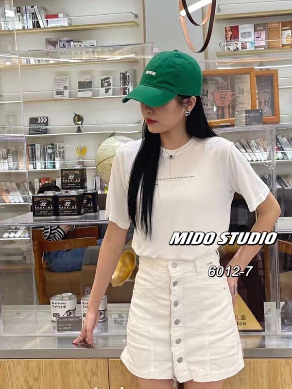 Original price: 25.94! [Mido] summer loose large cool letters short sleeve T-shirt 6012-7\lsl