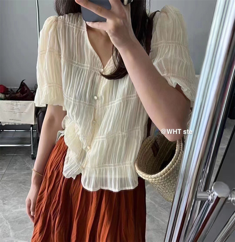 [wht] simple solid color single breasted shirt ys1-6012\wtt