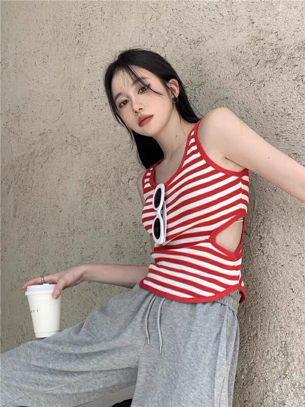 [f · P] casual and versatile striped vest / sling a498\hbx