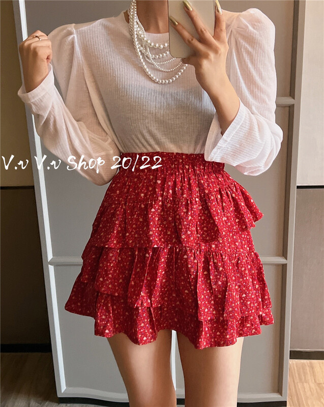 [v.v] cake layer floral sweet skirt (only selling skirt) 7131\zxx