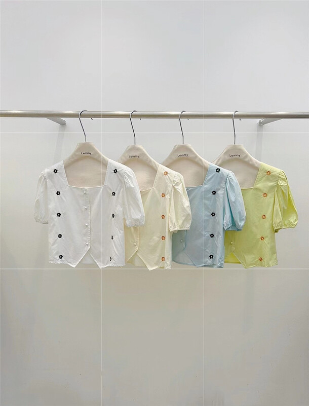 [Lemmy] Korean style small flower square collar small fresh shirt 8701\hbx