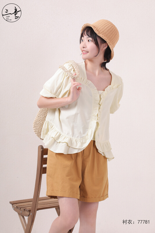 [original three plain clothes] simple temperament lady RETRO art shirt 77781\fhx