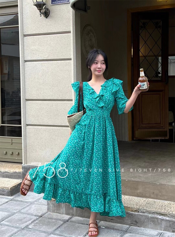 [7even5ive8eight] ruffled floral dress 2015\hjy