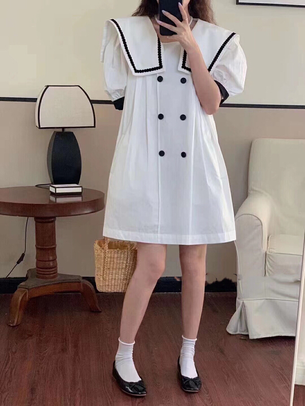 [Xiangli] small fresh Korean Navy collar loose dress 8535\pcz