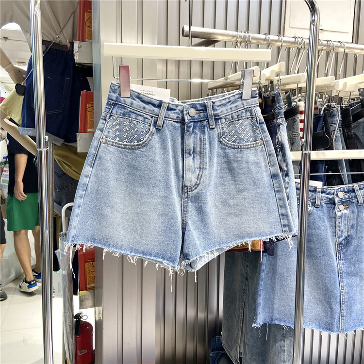 [icciicc] niche design letter POCKET DENIM SHORTS (with belt) 61068\cls