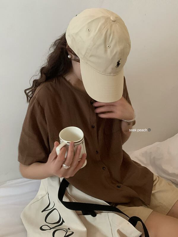 [seek peach] short sleeve breasted solid shirt 5520\ll
