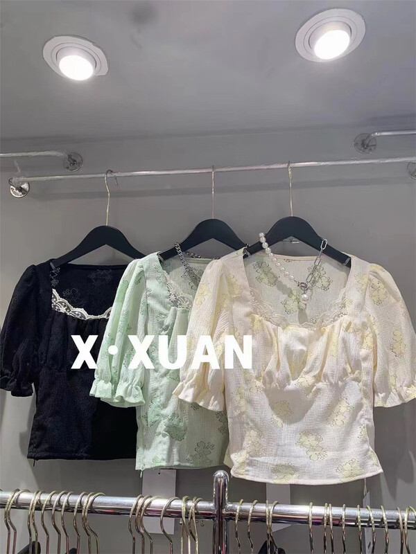 [x.xan] Lace French slim shirt (excluding necklace) 7382\pcz