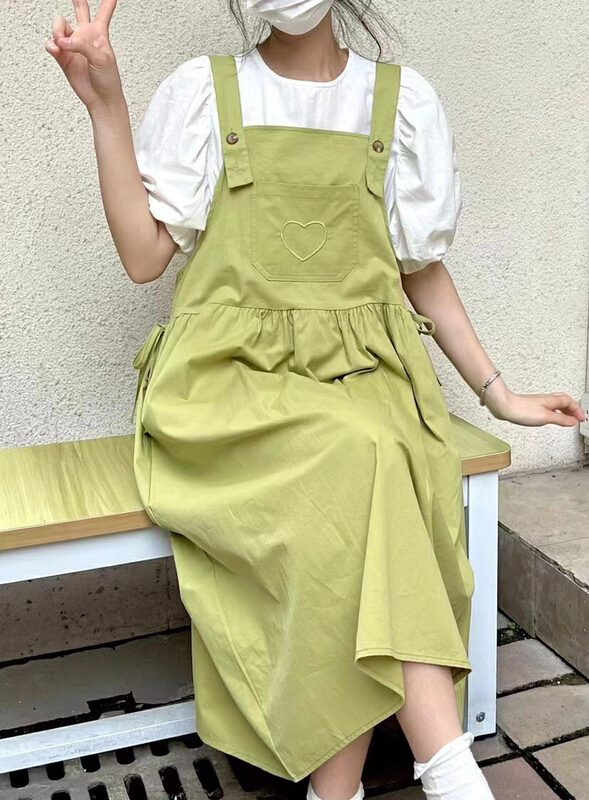 [Xiangli] simple loose short sleeve T-shirt + age reducing slim strap skirt suit 8573\pcz