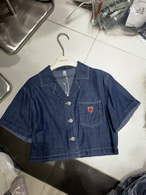 [benwo] Korean design love short denim shirt 06147\cls