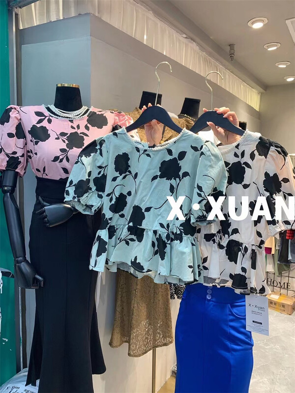 [x.xan] rose Korean Round Neck Shirt (excluding necklace) 7396\pcz